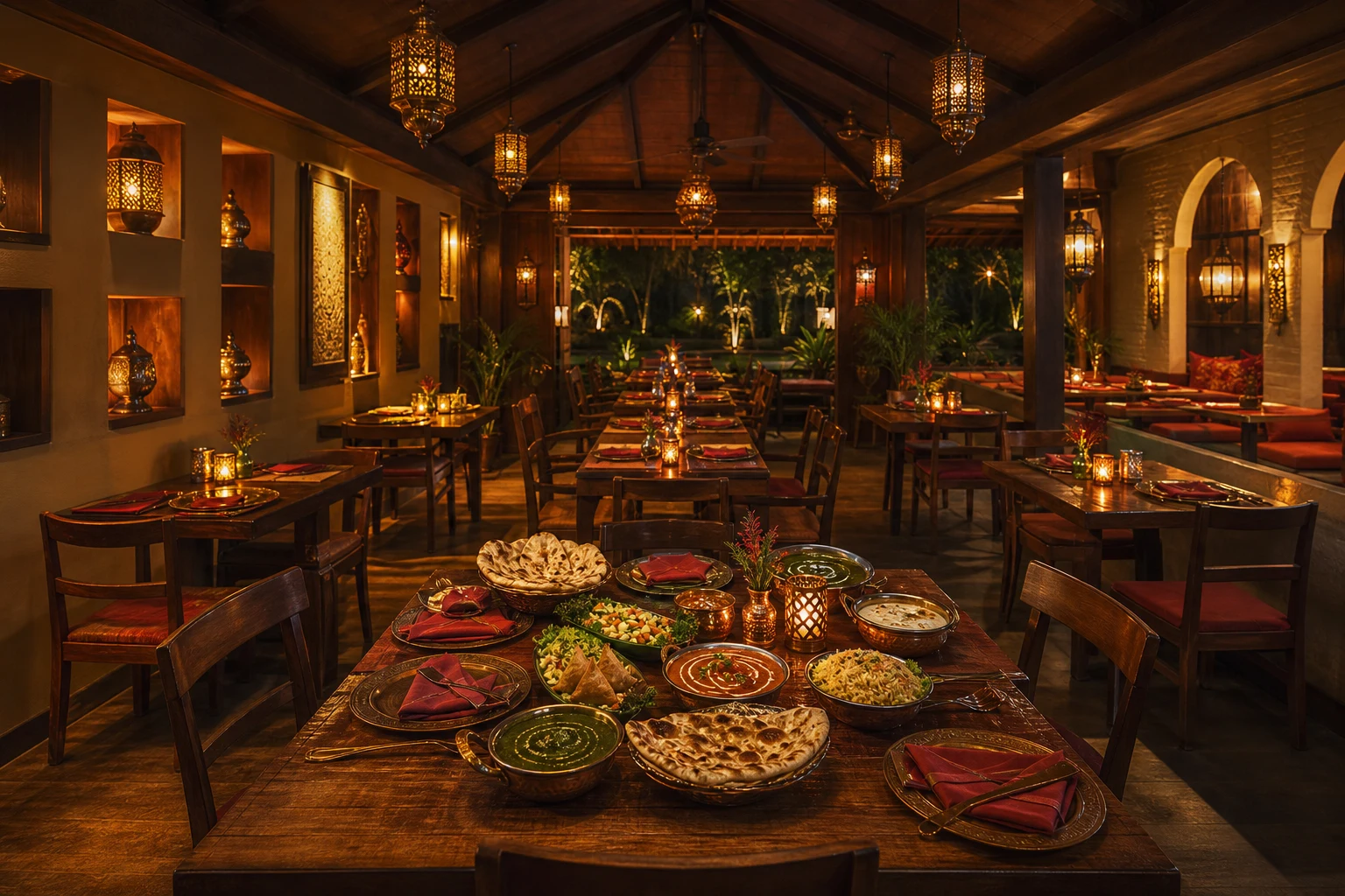 Warmly lit Namaste Samui dining room